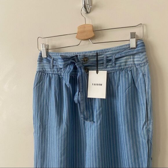 FARROW-CORRINE Pinstripe Relaxed High Rise Tie Waist Trouser (Small) - Picture 6 of 10